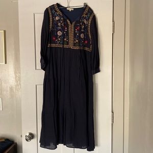 Embroidered Midi Length Dress